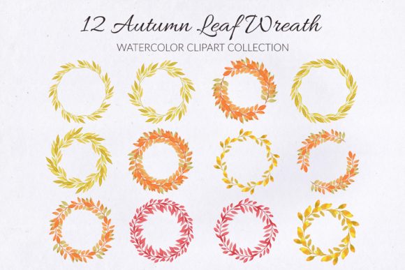 12 Autumn Leaf Watercolor Wreath Set Review