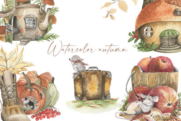 Autumn Watercolor. Cozy Season Illustrations