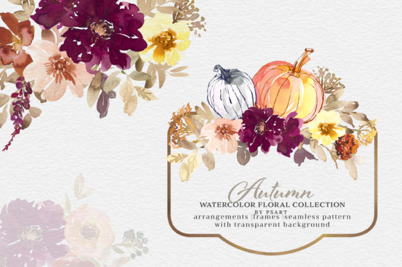 Autumn Watercolor Floral Clipart Collection