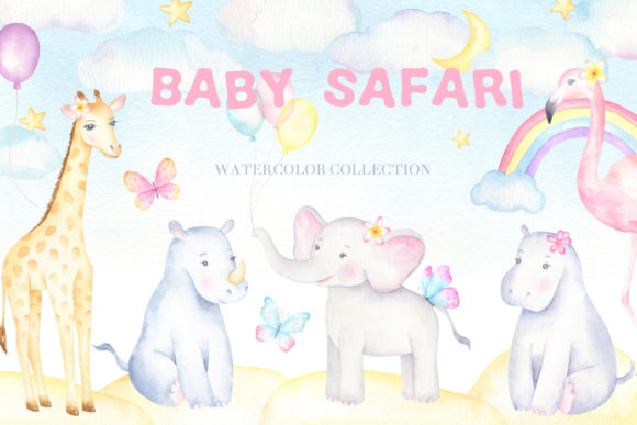 Baby Safari Watercolor Collection & Illustrations
