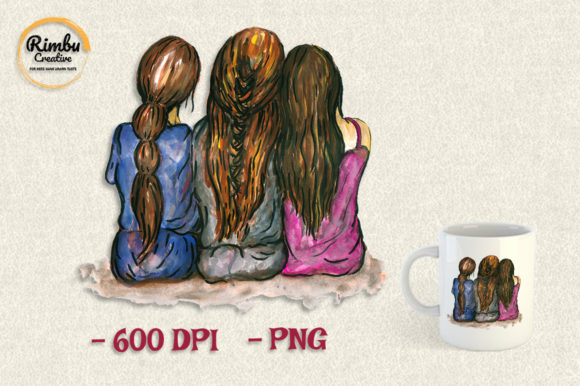 Best Friend 3 Girls Watercolor Clipart Review