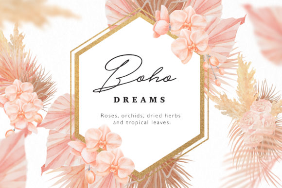 Boho Dreams Frames Watercolor Flowers & Illustrations