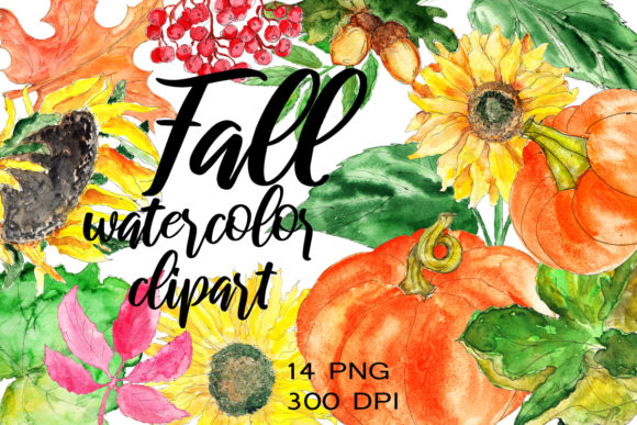 Fall Watercolor Cliparts Collection Illustrations
