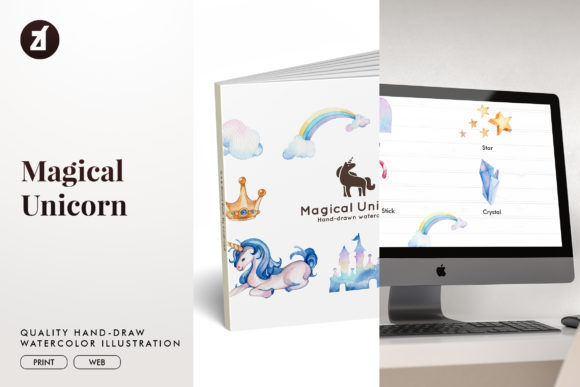 Magical Unicorn Watercolor Illustrations