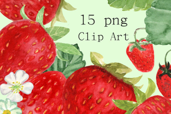 Review: 15 Watercolor Strawberries Clip Art for Embroidery