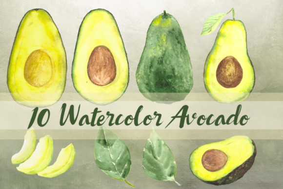 Reviewing 10 Watercolor Avocado Clip Art Set