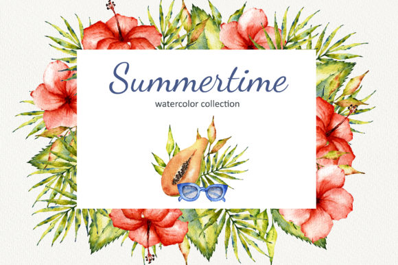 Summertime Watercolor Set & Illustrations