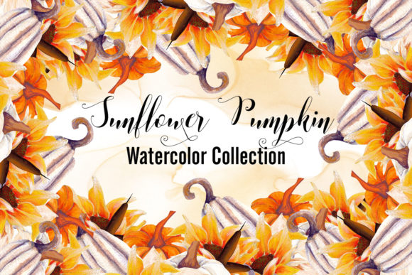 Sunflower Pumpkin-Watercolor Collection Illustrations