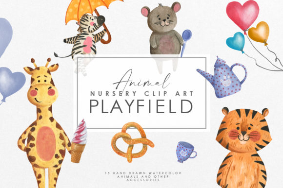 Watercolor Animal Nursery Clipart & Illustrations