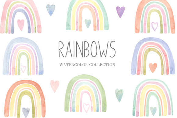 Watercolor Boho Rainbow Collection & Illustrations