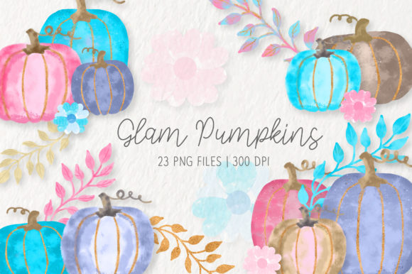 Watercolor Glam Pumpkins Clipart Set Review