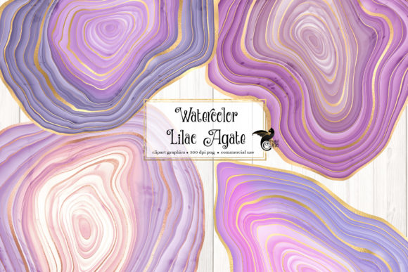 Watercolor Lilac Agate Clip Art Review