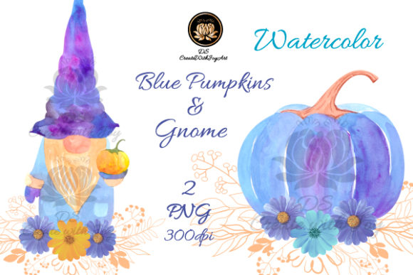 Watercolor Pumpkins Gnome: Fall Illustrations