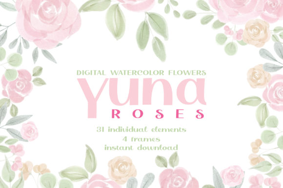 Watercolor Roses and Bouquets Illustrations