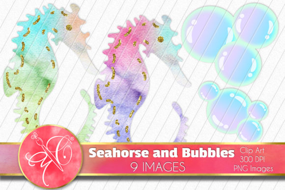 Watercolor Seahorse Clip Art & Illustrations