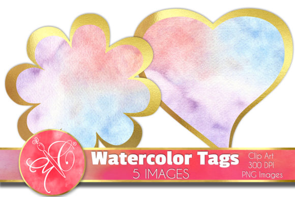 Watercolor Tags Clip Art for Branding
