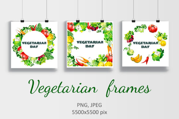 Watercolor Vegetarian Frames: Illustrations Review