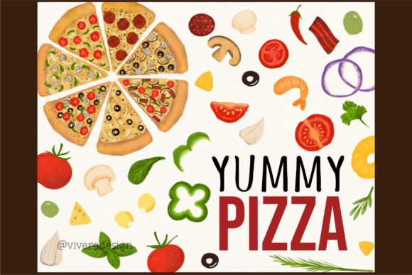 Watercolour Pizza Ingredients Illustrations Review