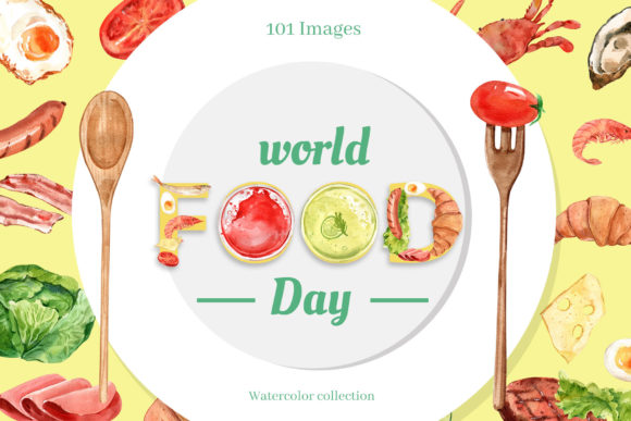 World Food Day Watercolor Set & Illustrations